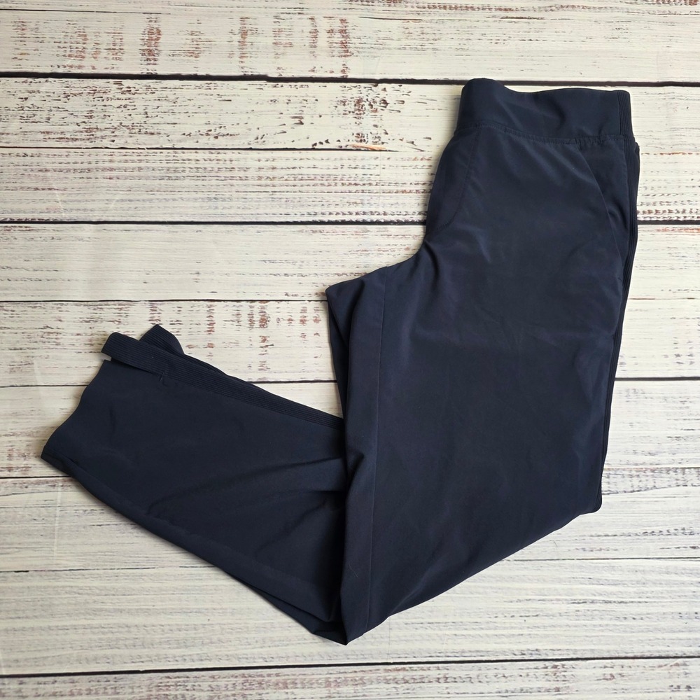 Athleta Womens Brooklyn Mid Rise Ankle Pants Navy Blue Ribbed Trim 198671 Size 4